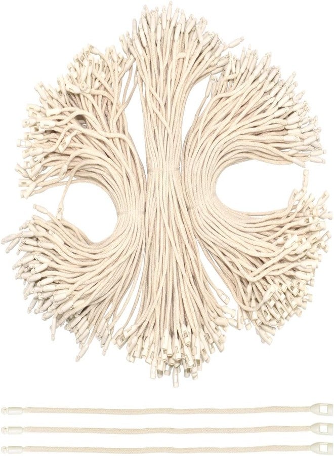Aakriti 7.6inch Cotton Gift Clothing Price Tag String Hang Tag String Hanging Rope Snap Lock Pin Loop Fastener Hook Ties for Clothes Tags Shoes Snap Lock Luggage Label (White Cotton Tag, 200pcs) - Image 1